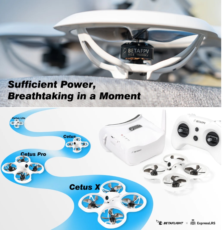 ฺBETAFPV Cetus X Brushless FPV Drone RTF Cetus FC LiteRadio 3 Radio VR03 FPV ชุดโดรนพร้อมเล่น แกะกล่องเล่นได้เลย ขอบครบ รีโมทแว่น ต่อยอดไปลำใหญ่ได้