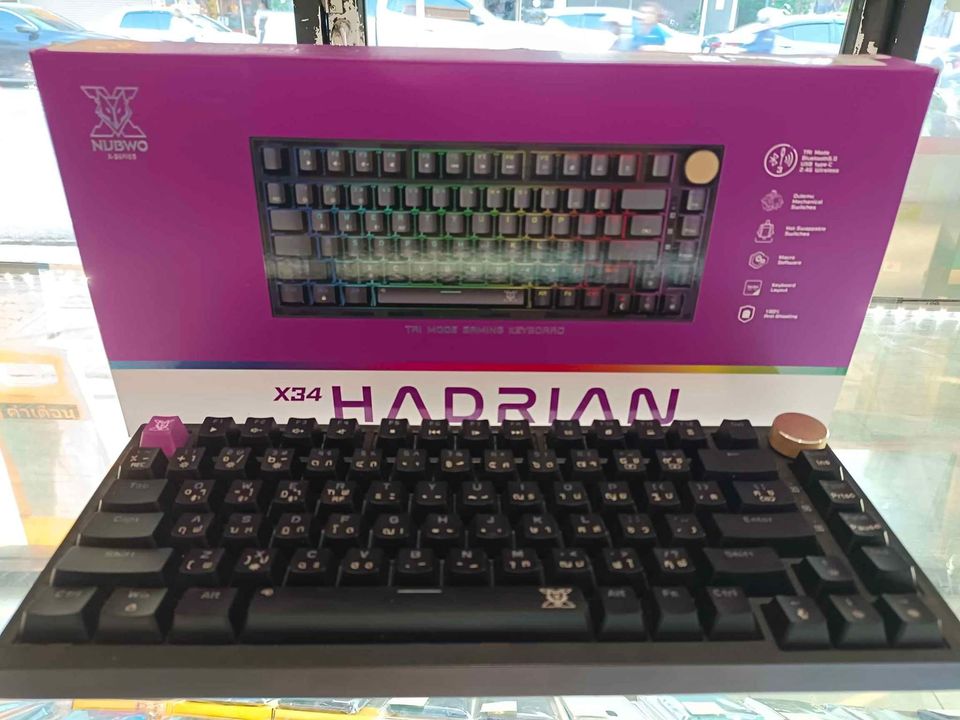 WIRELESS KEYBOARD (คีย์บอร์ดไร้สาย) NUBWO HADRIAN X34 (BLACK)ประกัน JIB.16/10/25