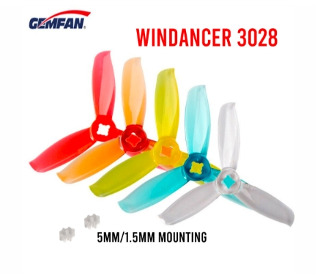Gemfan WinDancer 3028 Propeller (Set of 4) 5mm / 1.5mm 1ถุง 4ใบ สุ่มสี