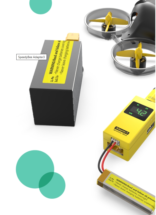 SpeedyBee Adapter 3 Micro USB 1-6S XT60 & PH2.0 ใช้เซ็ทลำผ่านมือถือ เชื่อมต่อ