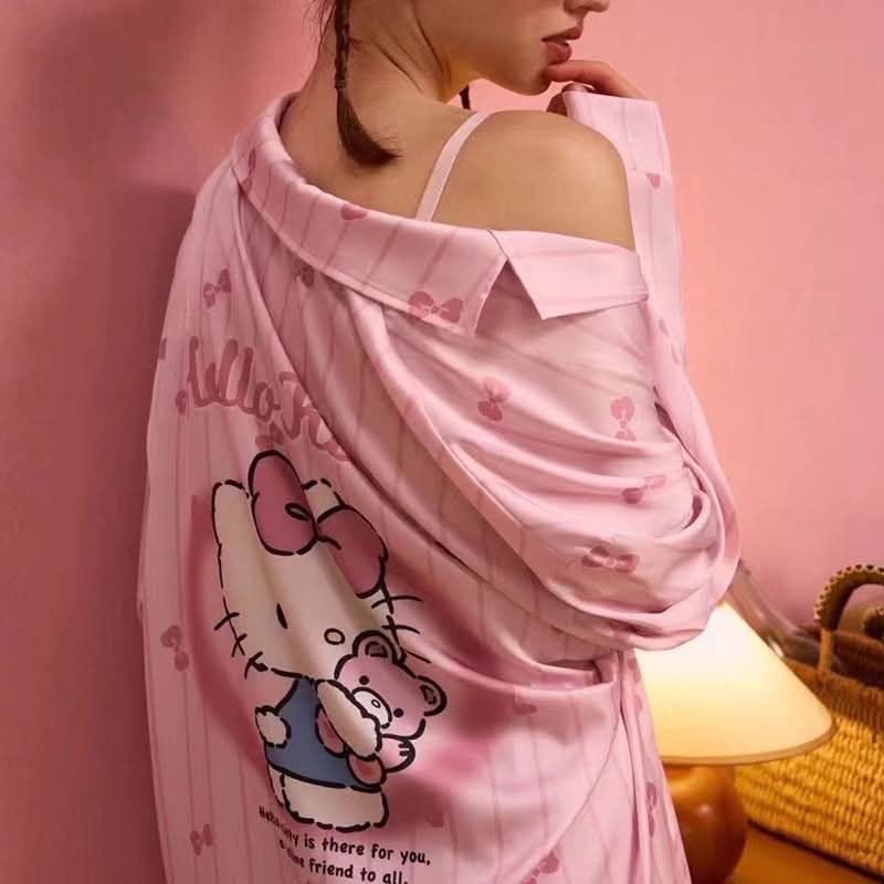 ชุดนอน Kitty เซท2 ชิ้น เเขนยาว+ขายาว รหัส SL070