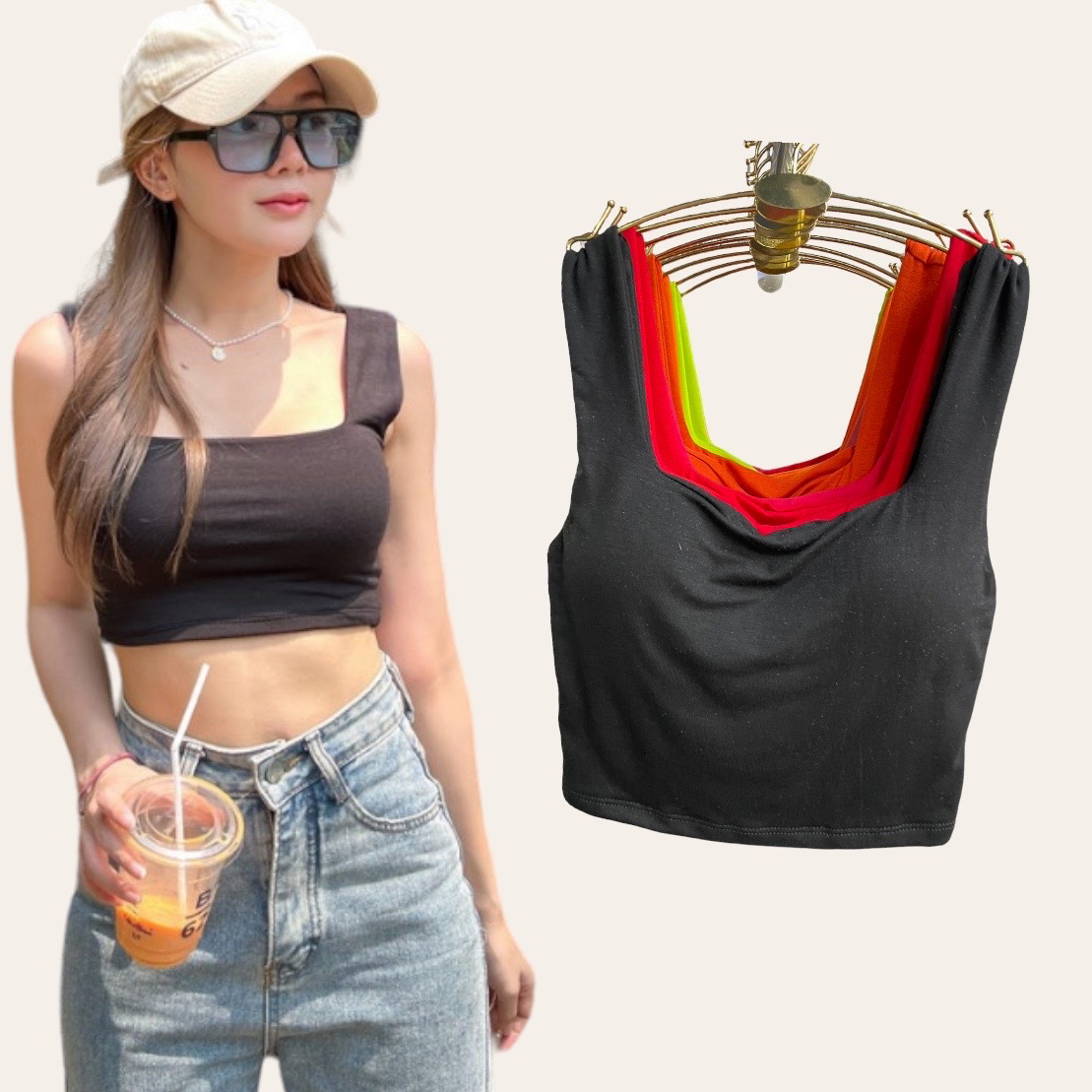 เสื้อสายเดี่ยว เสื้อครอปแฟชั่น สินค้าพร้อมส่ง