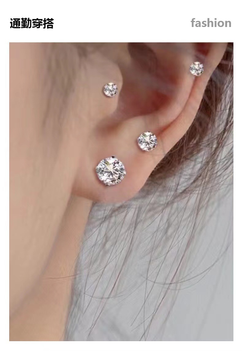 ตุ้มหู สแตนเลส ฝั่งเพชร พร้อมส่ง