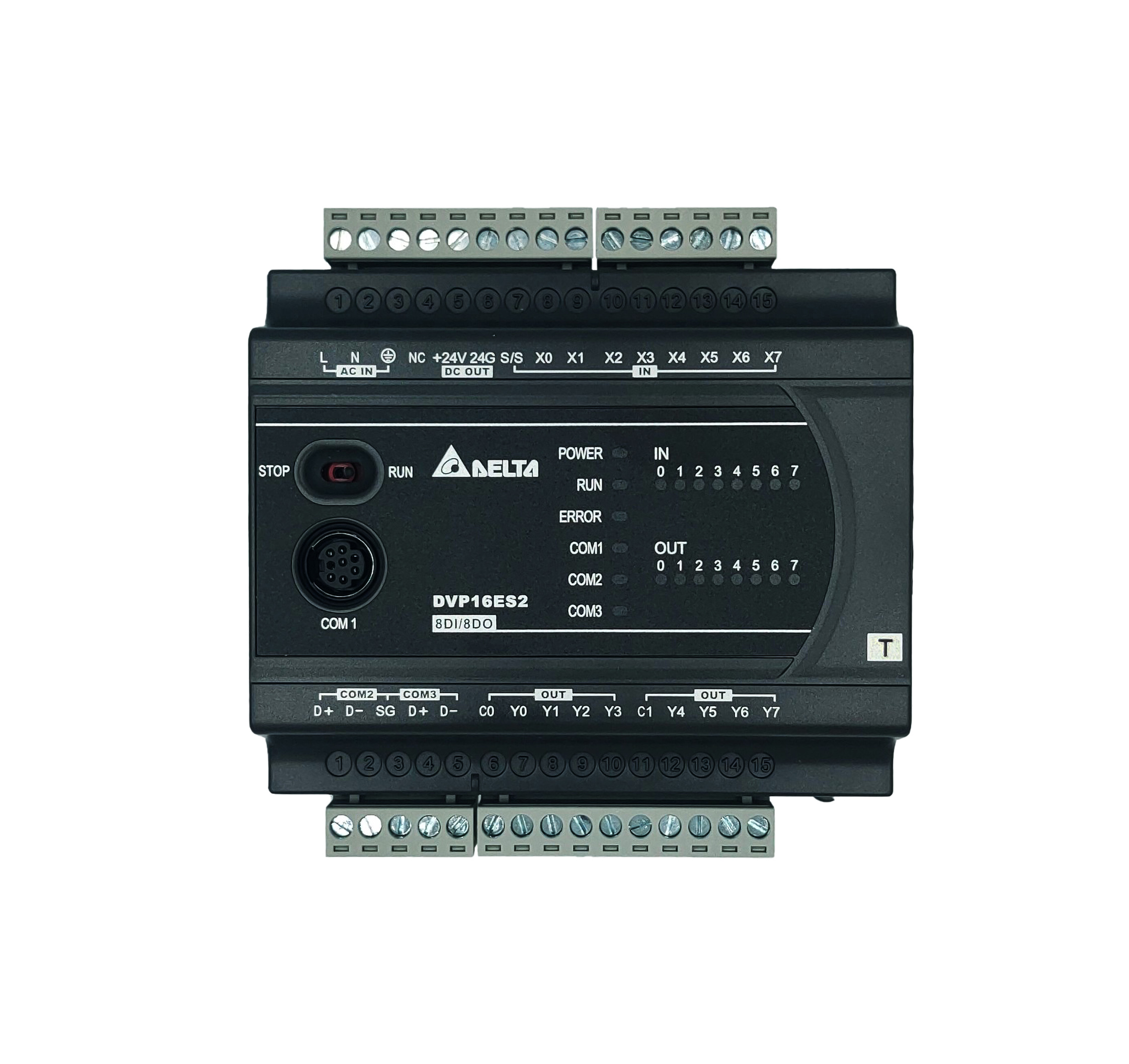Delta PLC DVP16ES200T 8I/8O, AC Power-In, Transistor Output, 2-Axis 100kHz Pulse Output