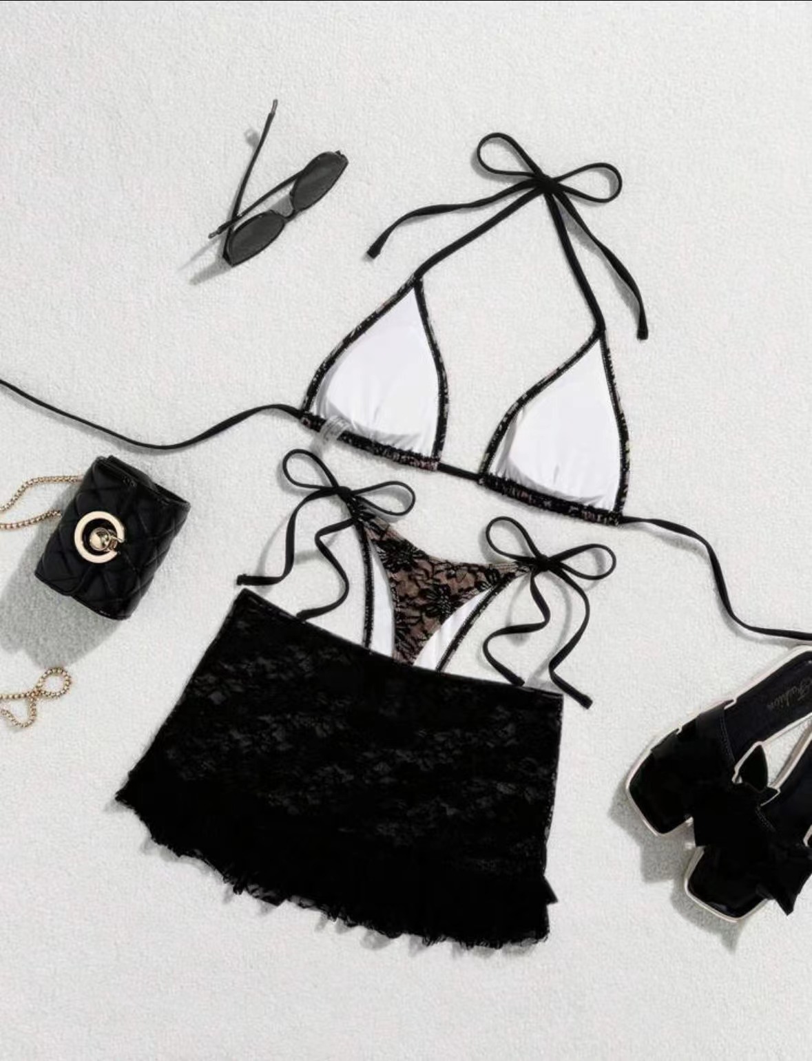 ชุดเซท บิกินี่ 3 ชิ้น งานลูกไม้ เซ็กซี่ SW203 พร้อมส่งในไทย