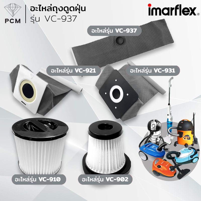 IMARFLEX (PCM) อะไหล่ถุงกรองฝุ่น กรวยกรองฝุ่น ฟิลเตอร์ รุ่น VC-921 , VC-909 , VC-902 ,VC-910 ,VC-937