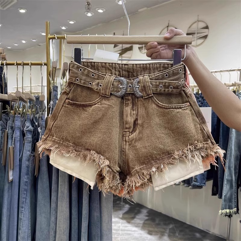 กางเกงขาสั้น คาวบอย ทรงเอวสูง KT6101 พร้อมส่งในไทย