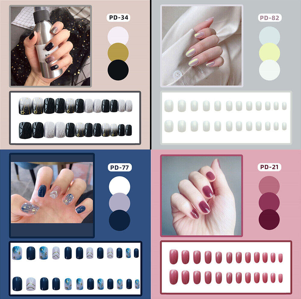 PPHOO✨#C เล็บปลอม พร้อมส่ง กล่อง 24 ชิ้น