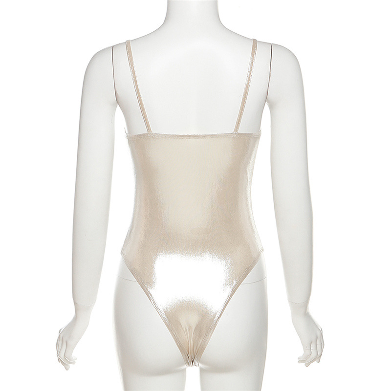 เสื้อครอป บอดี้สูท สีเงาเมทัลลิค CN28378 พร้อมส่งในไทย