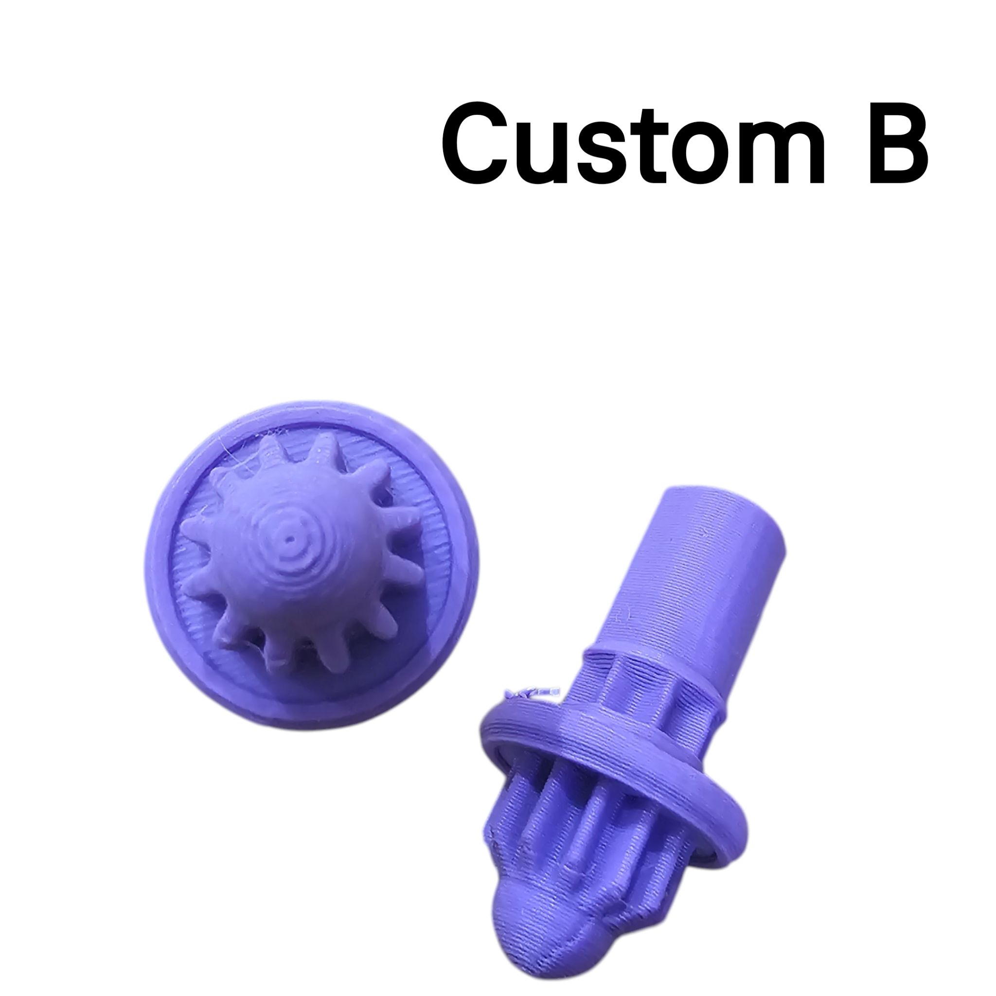 Custom Bit สำหรับ ใส่เล่น เป็นแบบปริ้น 3D ใส่เล่นได้เท่านั้น ไม่สามารถนำไปลงแข่งได้ รุ่นใหม่จะทำแต่สีม่วง เพื่อไม่ให้สับสนกับของแท้ รูปทรง และ อาการ ใกล้เคียง 90%+
