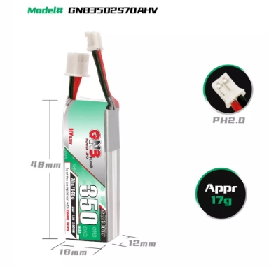 แบต GNB 2เซล 300-900mah HV PH2.0 XT30 PH2.0 3PIN แบตสำหรับ RC รถ เรือ เครื่องบิน โดรน หุ่นยนต์ มีให้เลือกหลายขนาดความจุ