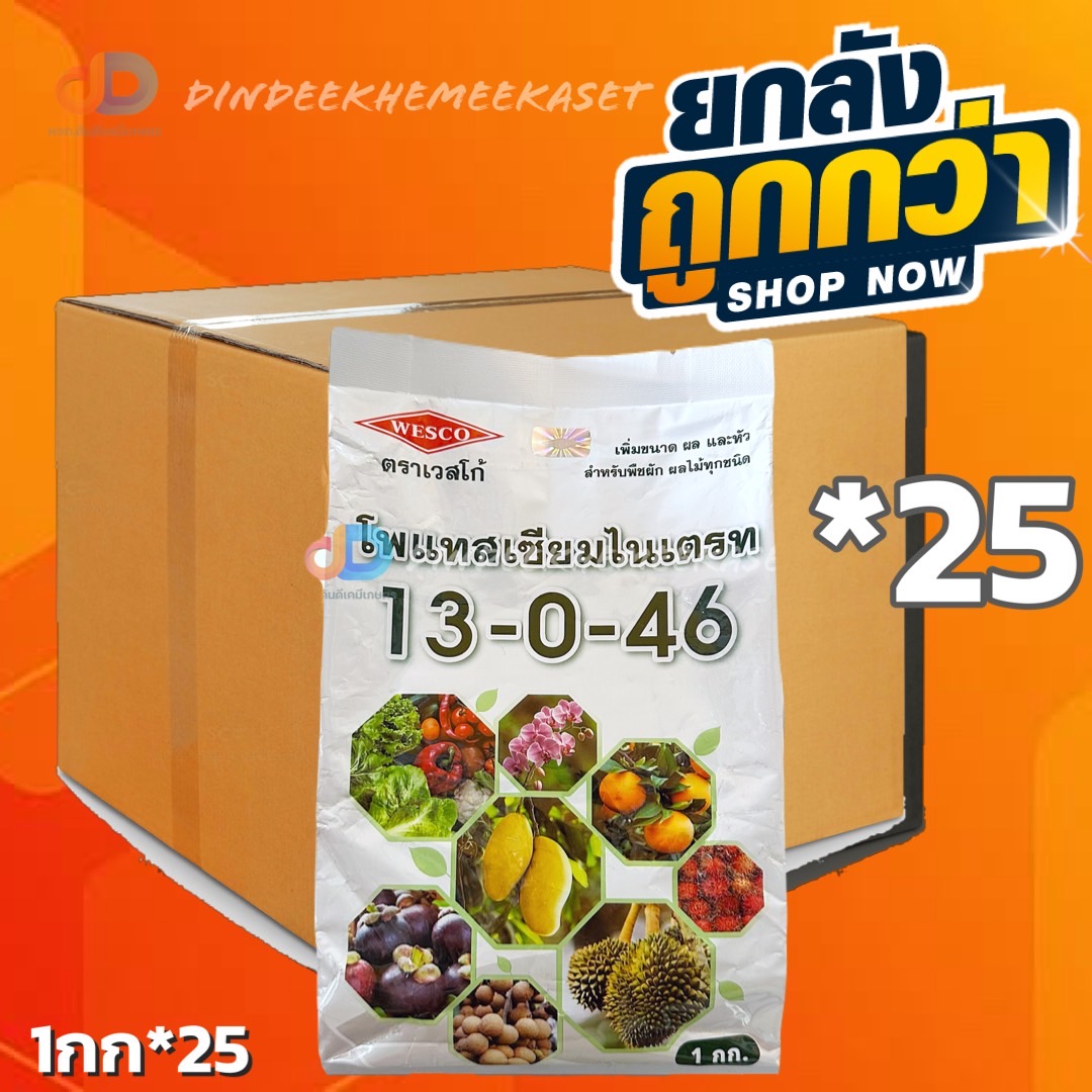 (ยกลัง25กิโล) เวสโก้ 13-0-46 โพแทสเซียมไนเตรท จี-ฟาสท์ เร่งช่อดอกไม้ผล ขนาด1 กิโลกรัม