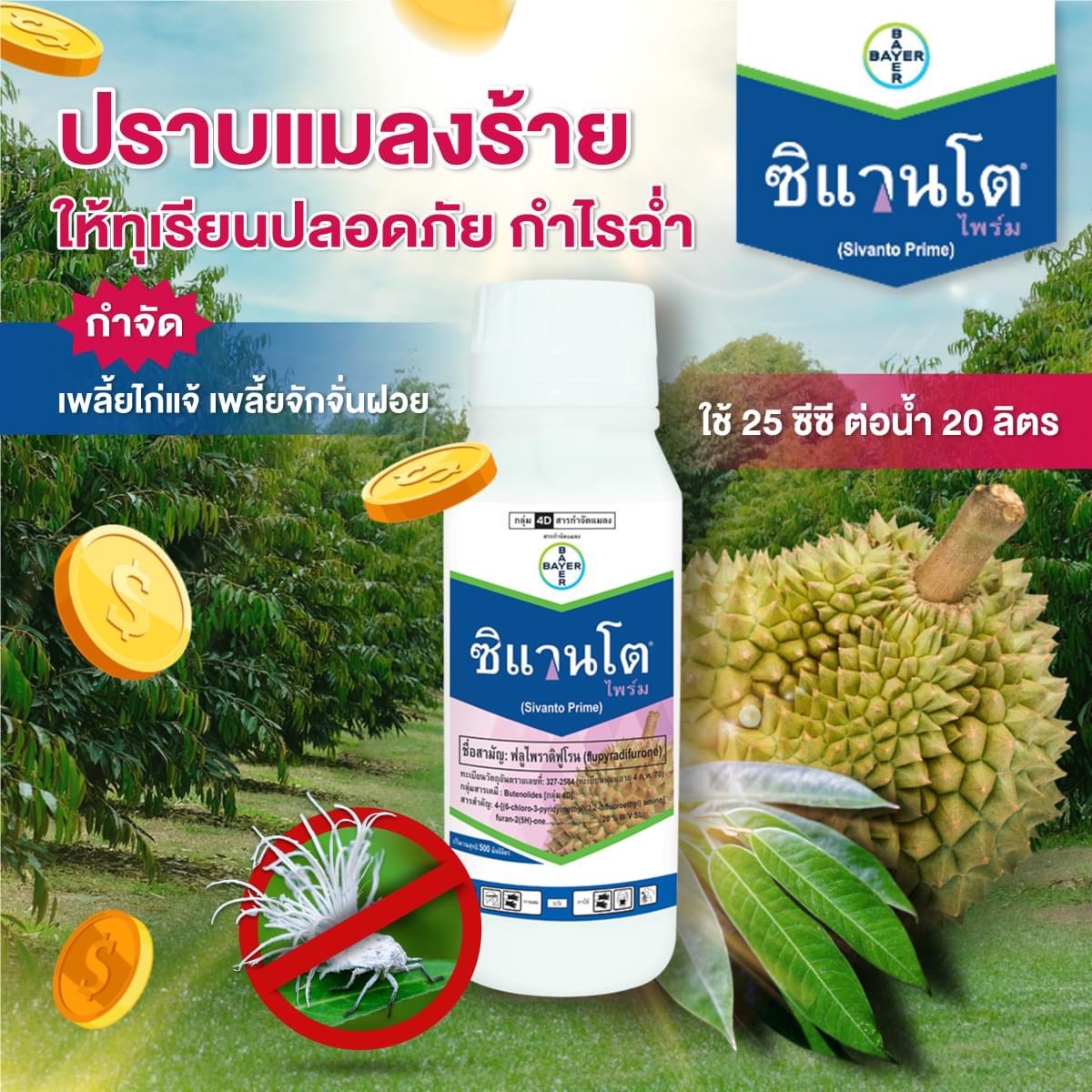 ซิแวนโต ไพร์ม ขนาด 500 ซีซี ออกฤทธิ์ไว กับแมลงปากดูด และแมลงหวี่ขาว