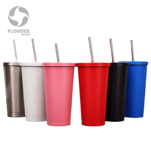 แก้วน้ำสแตนเลส พร้อมหลอด FGS019