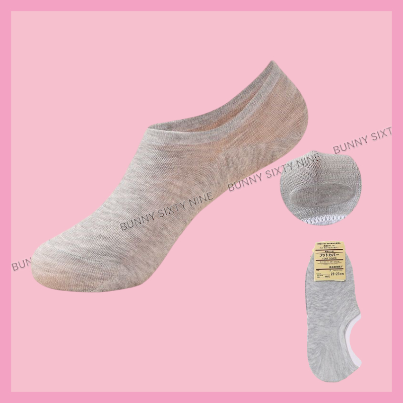 ถุงเท้าคัทชูข้อสั้น ถุงเท้าข้อสั้น ข้อเว้ามูจิสีพื้น 1 คู่