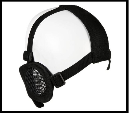 หน้ากากตะแกรงผ้า ครึ่งหน้า มีที่ปิดหู