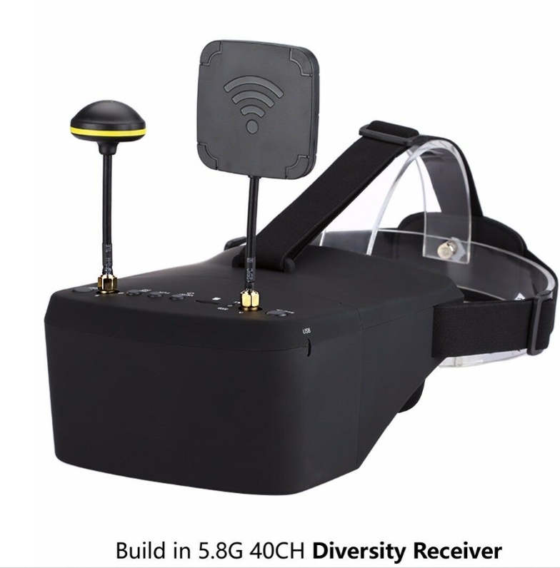 EV800D 5.8G 40CH FPV Goggles 5 นิ้ว 800 * 480 DVR บันทึกได้ ถอดแยกเป็นจอได้ จอใหญ่ ภาพชัด