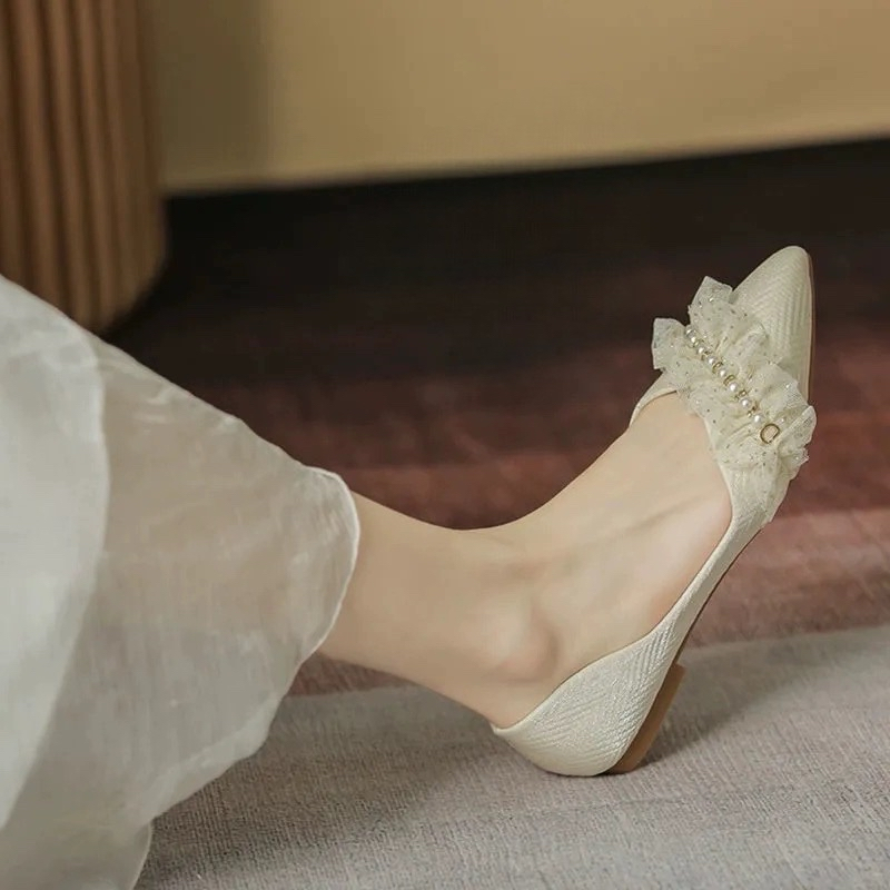 รองเท้าคัชชู รองเท้าสวมปลายแหลม รองเท้ารัดส้นเท้า สไตล์ลูกคุณหนู SHC01