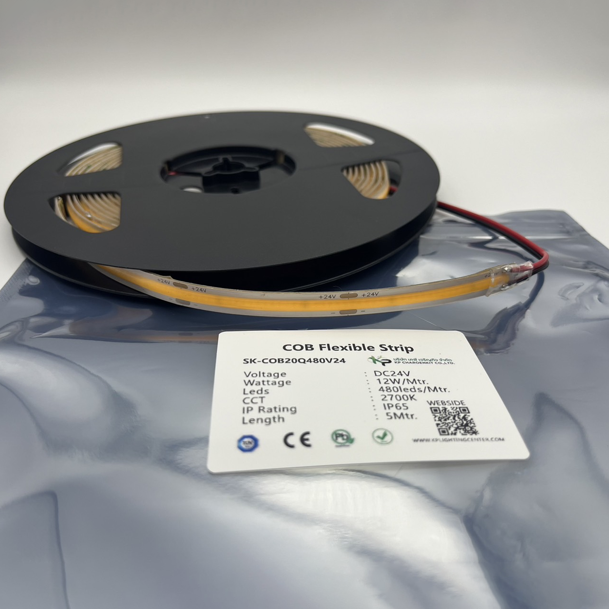 ไฟเส้น ไฟริบบิ้น Led Strip light COB 480leds 12W 24V Heat shrink tube IP65