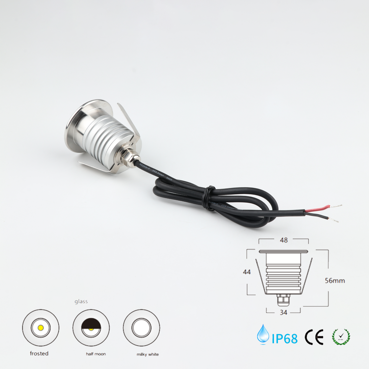 โคมไฟใต้น้ำ Underwater light Round 304 Stainless Steet + Aluminum lamp body LED 3*1W DC12-24V IP68