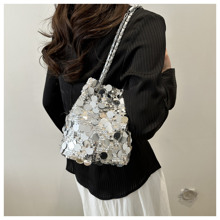 กระเป๋าวิ๊ง กระเป๋าเลื่อม สีเงิน รหัส Bag6722