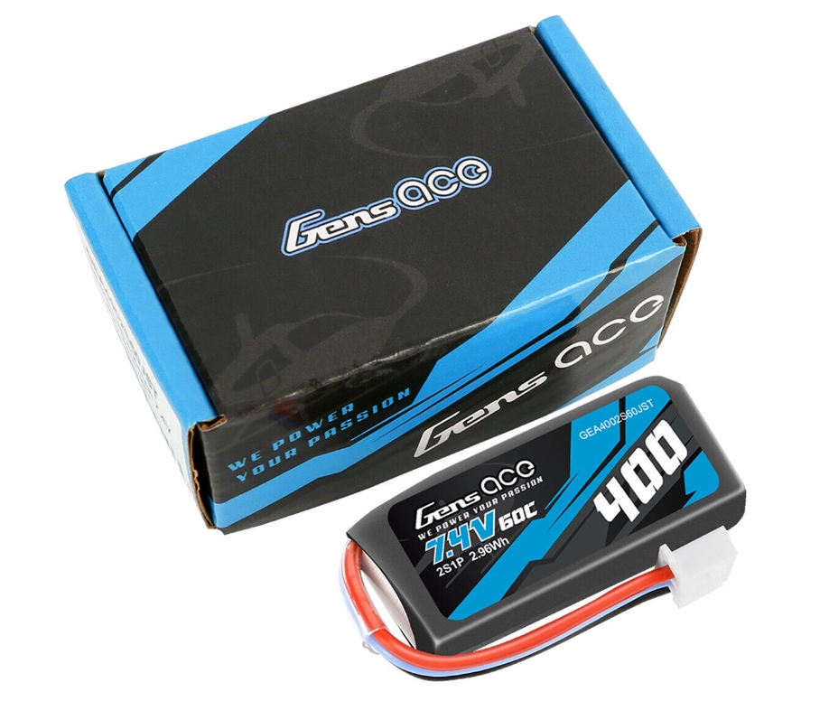 Gens Ace 400mAh 7.4V 60C 2S Lipo Battery Pack w/ JST-XHR Plug : OMP M1 Align T15