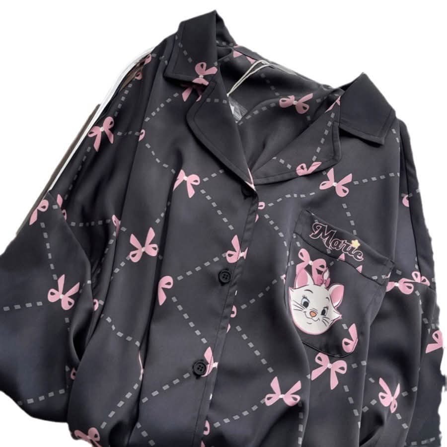 ชุดนอน เเมวมาลี เซท 2 ขิ้น เเขนยาว+ขายาว รหัส SL071