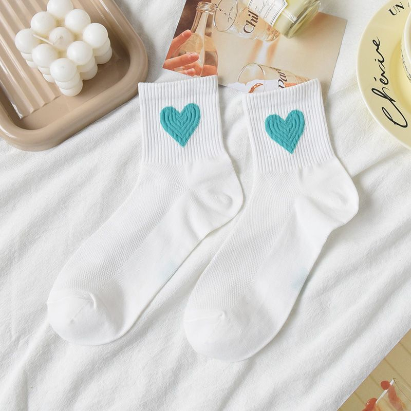 ถุงเท้ายาว สีพื้น ลายน่ารักๆ ถุงเท้าแฟชั่น เนื้อผ้านุ่ม 1 คู่