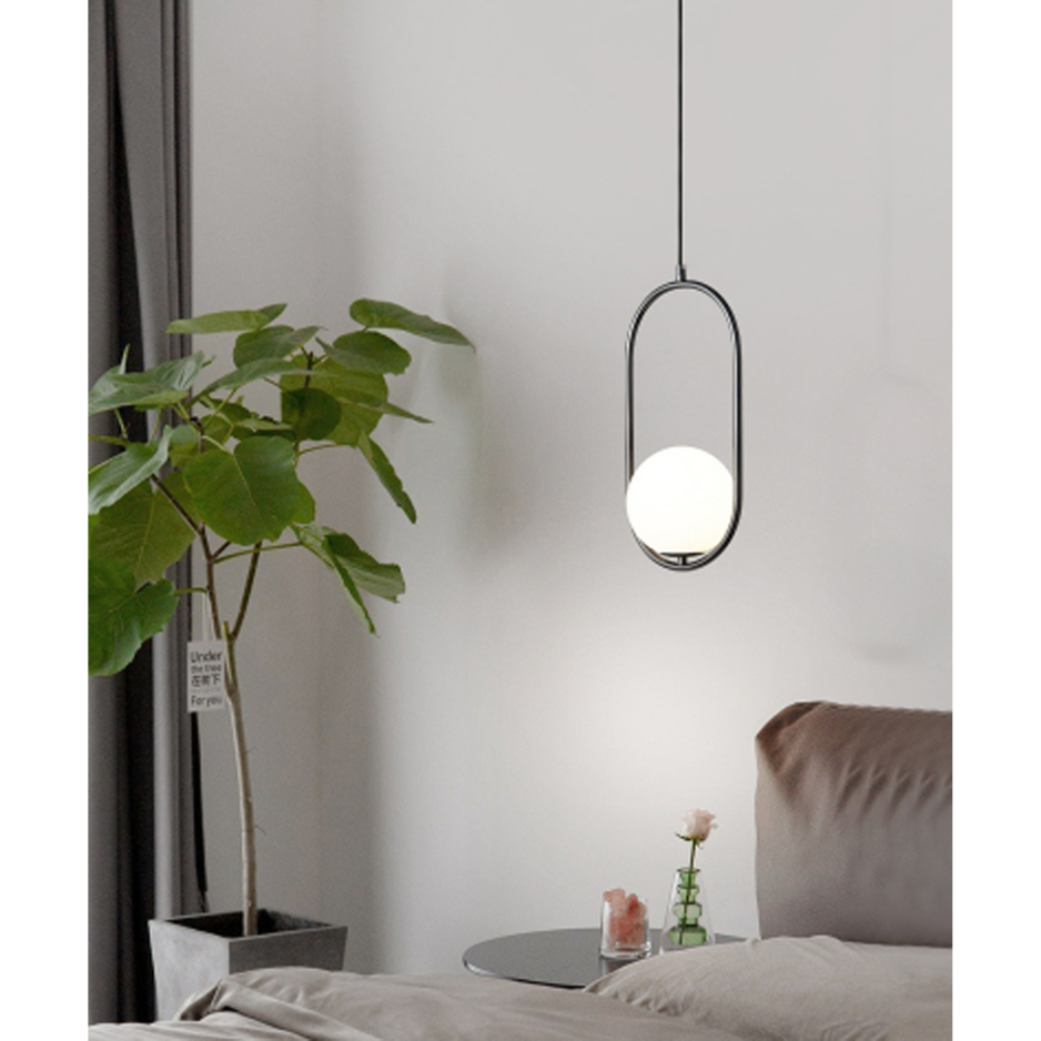 โคมไฟแขวนเพดาน Pendant Lamp All copper glass, Black Color LED E14