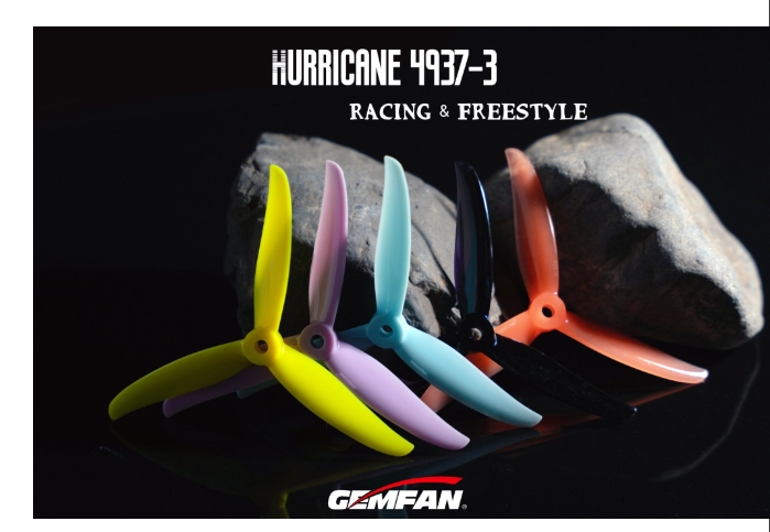 Gemfan Hurricane 4937 3-Blade Propeller 5Inch Prop 1ชุดมี 4ใบ สุ่มสี