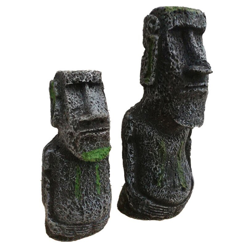 อีสเตอร์ โมอาย Moai Easter Island(เรซินโมอายเกาะอีสเตอร์ สำหรับตกแต่งตู้ปลา ลวดลายหินธรรมชาติ เพิ่มความสวยงาม)