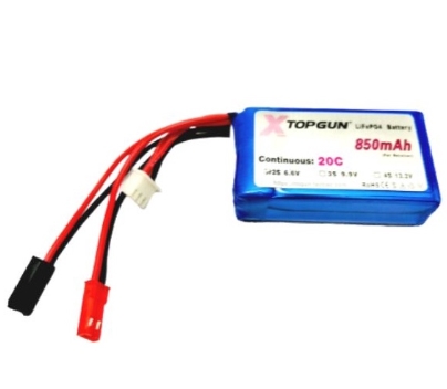 TOPGUN(LiFePo4) 2S 6.6V 850 1450 2100mah แบตใส่่รีโมท หรือ ใช้เลี้ยงรีซีฟ