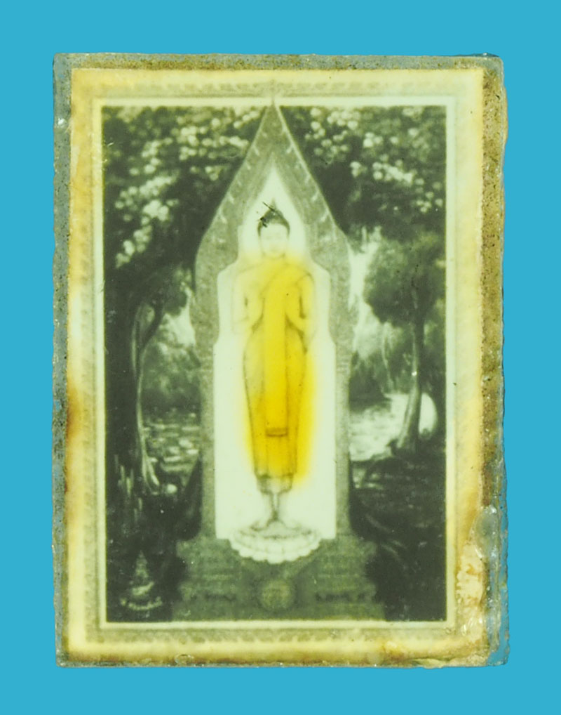 A5347 รูปอัดกระจก พระประจำวัน สองหน้า เก่าไม่ทราบที่ 4