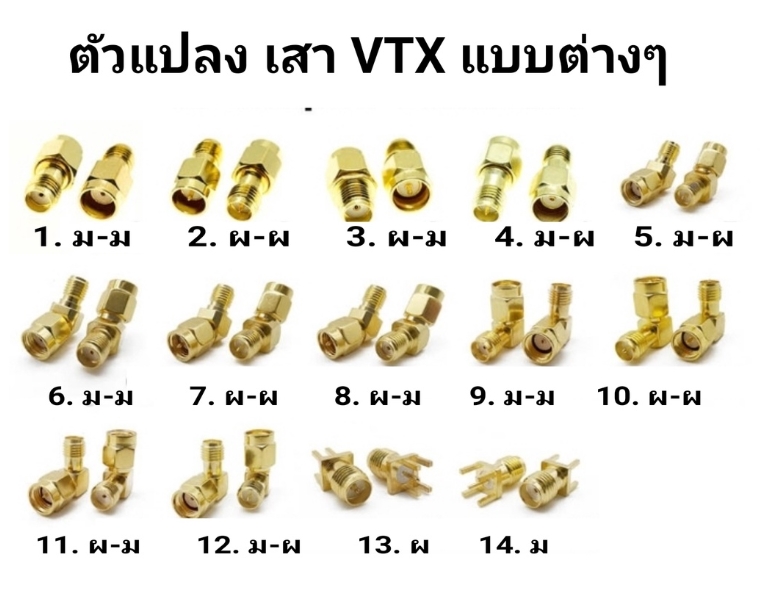 ข้อต่อ หัวแปลงสัญญาณภาพ แบบตรง แบบงอ 90องศา แบบงอ 45องศา ตัวผู้ ตัวเมีย