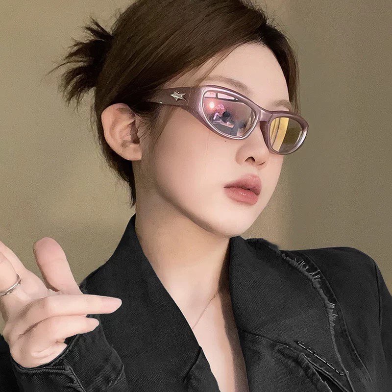 แว่นตา กันแดด ขอบชมพูมุก พร้อมส่งในไทย