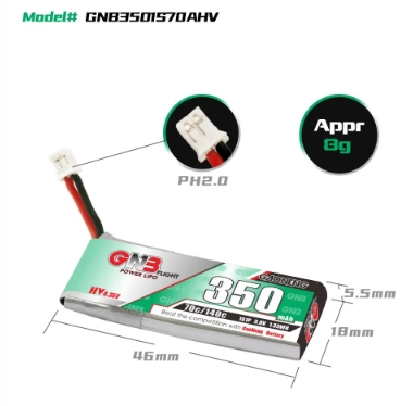 แบต GNB 1เซล 300-1000mah HV PH2.0 BT2.0 GNB27 มีให้เลือกหลายขนาดความจุ