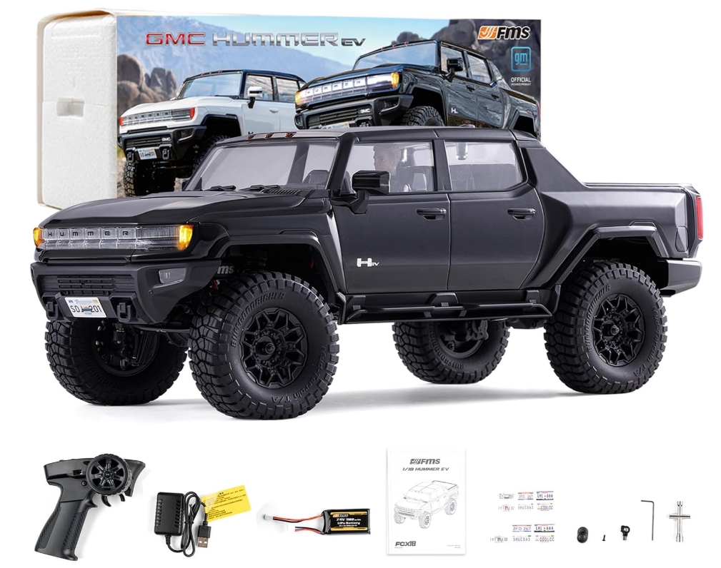 FMS 1:18 FCX18 Hummer EV Pickup Truck RTR รถสเกลสมจริง แบบพร้อมเล่น ขับเคลื่อน 4ล้อ ระบบเกียร์ 2สปีด โช๊ค และ ข้อต่อ เป็นโลหะ มีไฟหน้า ไฟท้าย ไฟเบรค