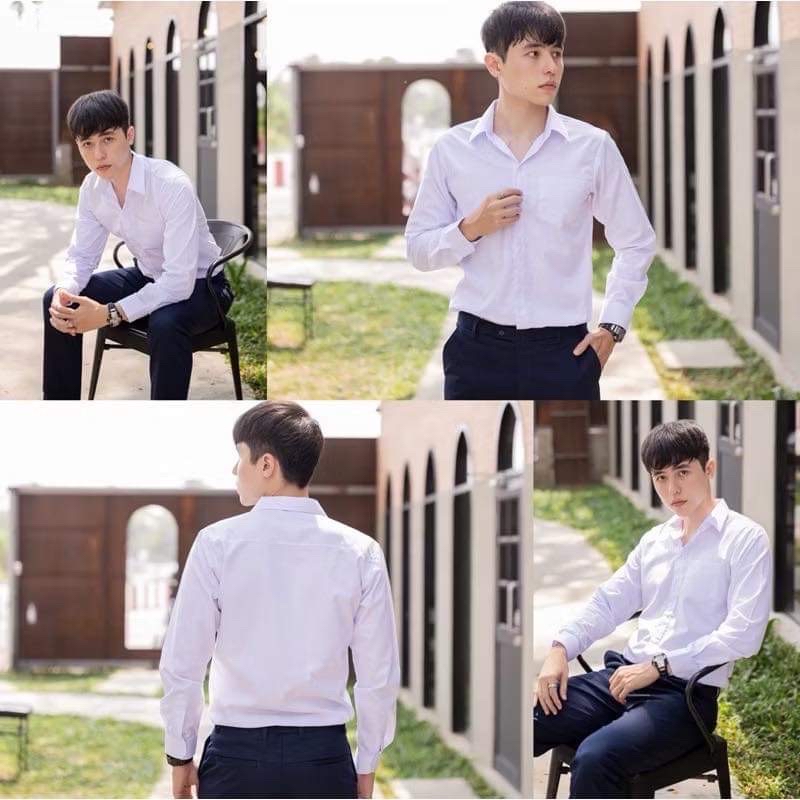 เสื้อเชิ้ตผู้ชาย เสื้อนักศึกษาชาย (ผ้าคอมทวิว) พร้อมส่ง