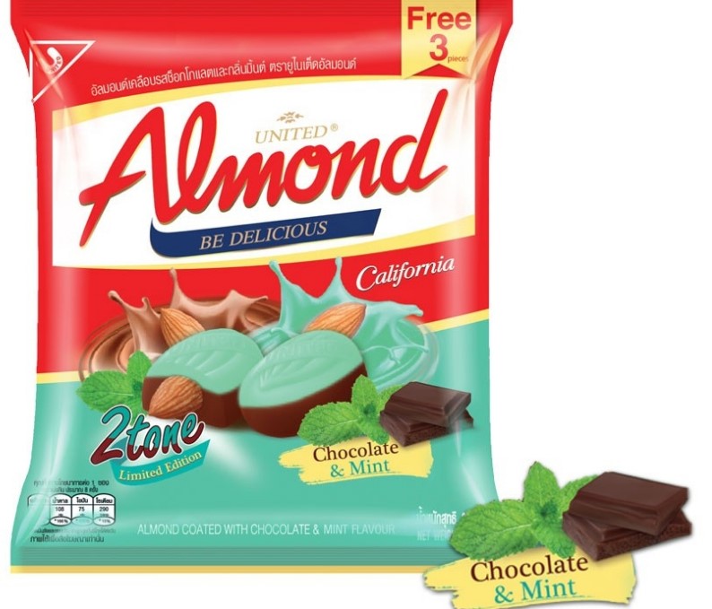 8852047412382 อัลมอนด์เคลือบรสช็อกโกแลตและกลิ่นมิ้นท์ 264 ก.