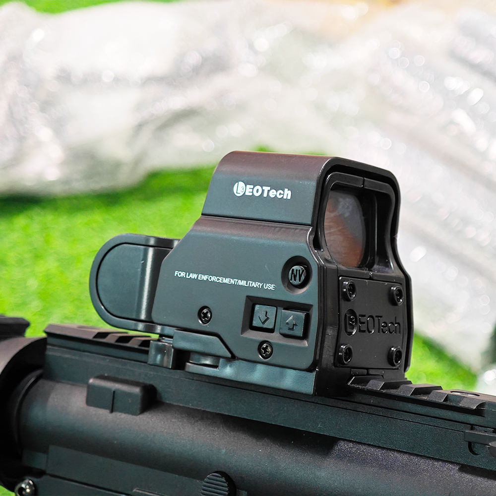 สโคปโฮโลกราฟ สีดำหน้าสั้น ไฟสีแดง ใช้เล็งอย่างดี ราง 20 mm (HLR)