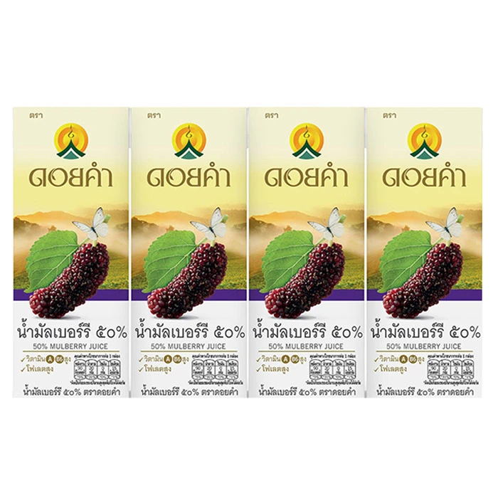 8850773110725 ดอยคำ น้ำมัลเบอร์รี่ 50% 200 มล (แพค4กล่อง)