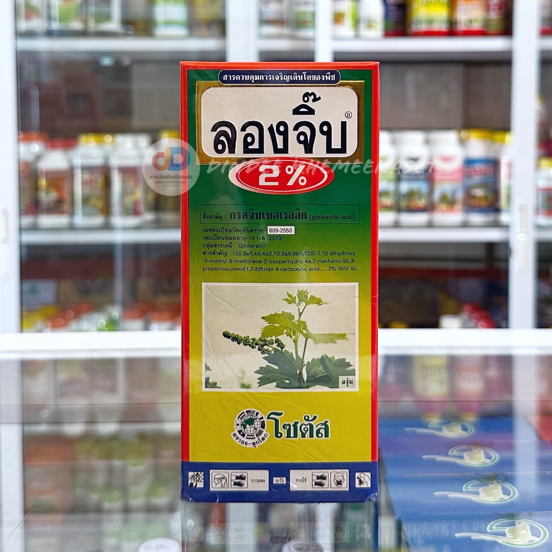 ลองจิ๊บ 2% (Long Gibb 2%) "ลองจิ๊บ 2%" แก้ปัญหายอดสั้น ขั้วผลสั้น ข้อสั้น เนื่องจากใช้สารบังคับการออกดอก 500ซีซี