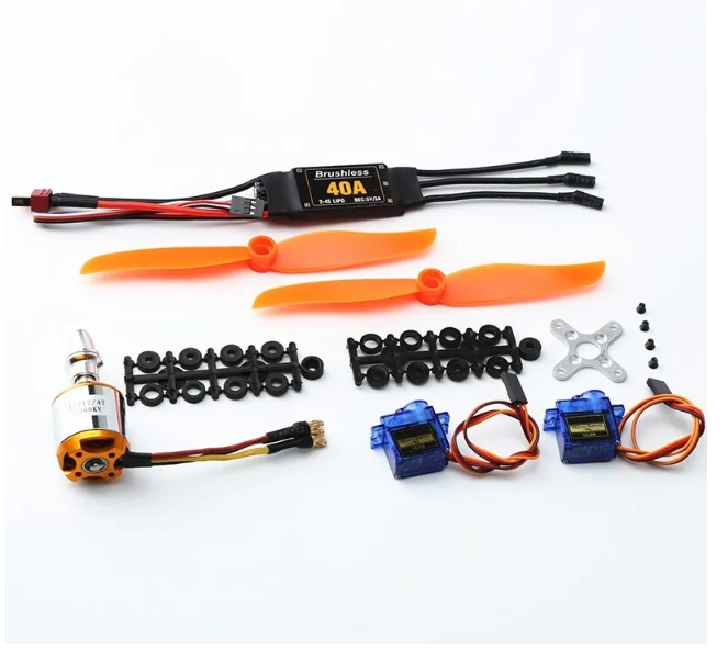 ชุดไฟประกอบเครื่องบิน ราคาประหยัด A2217 2300KV Brushless มอเตอร์40A ESC SG90 9G Micro Servo 6035ใบพัด ใช้แบต 2-3S