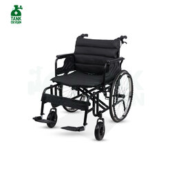 รถเข็นวีลแชร์แบบแมนนวล รุ่น Jumbo เบาะกว้าง ล้อใหญ่