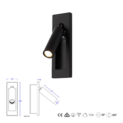 โคมไฟอ่านหนังสือติดผนัง Wall Reading Lamp Metal + Aluminum (KP006)