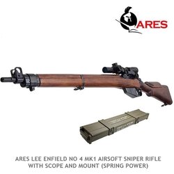 LEE ENFIELD NO 4 MK1 AIRSOFT SNIPER RIFLE WITH SCOPE AND MOUNT (SPRING POWER) - ARES (ออเดอร์ล่วงหน้า)