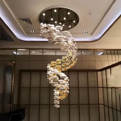 โคมไฟระย้า Chandelier Luxury Design Stainless + Glass in White and rose gold