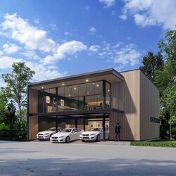 โชว์รูมและออฟฟิศ modern 2 ชั้น ขนาด 200 ตารางเมตร (อาคารA)