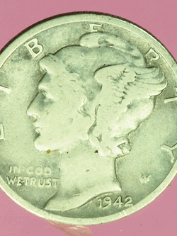 ฺB2628 เหรียญกษาปณ์ประเทศสหรัฐอเมริกา ปี ค.ศ.1942 เนื้อเงิน 17