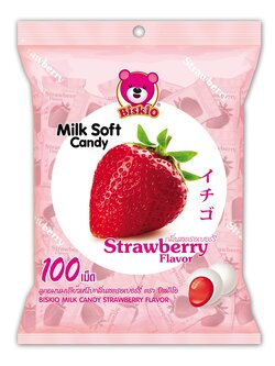 8858954202245 มิลค์ซอฟท์แคนดี้ กลิ่นสตอเบอร์รี่ 100เม็ด